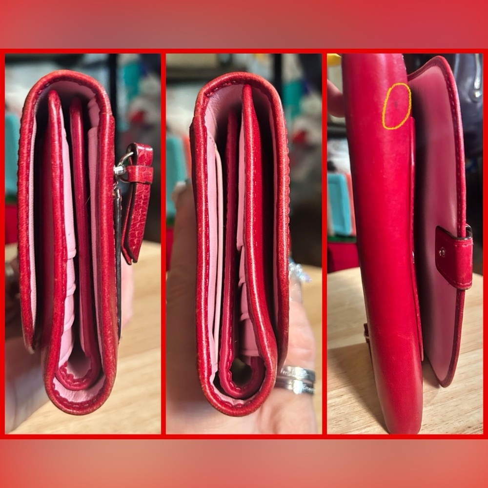 2008 SET Coach Gallery Tote Red Leather w Coach Classic Red Leather Soho Wallet - Picture 12 of 15